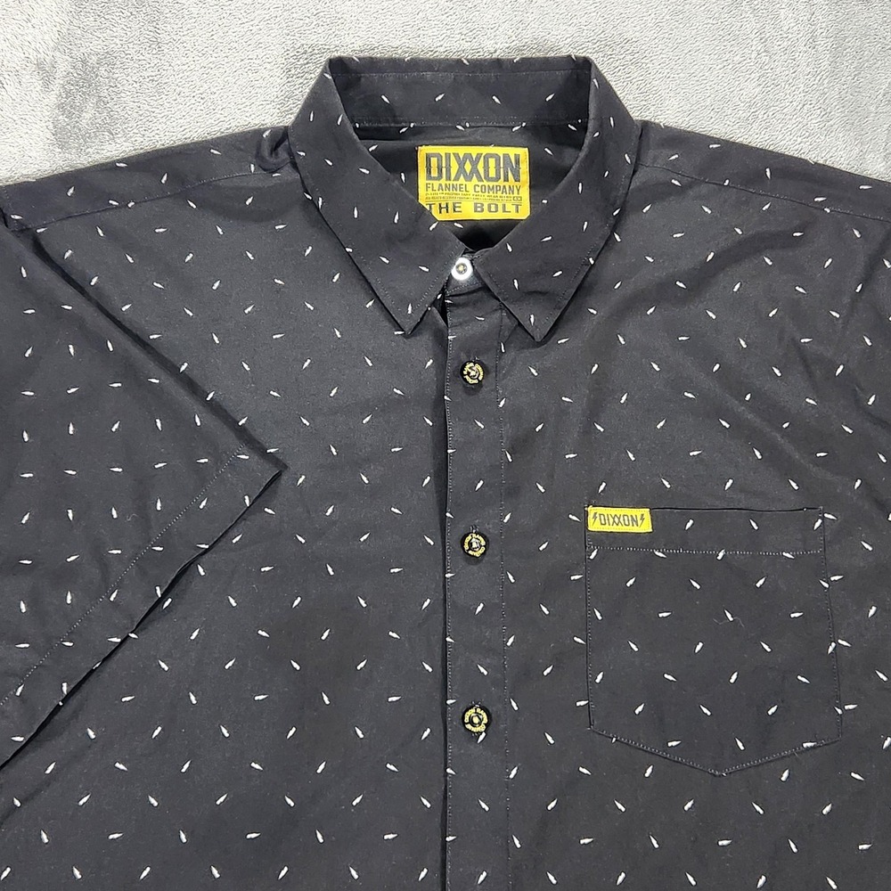 Dixxon Shirt Mens 4XL Black The Bolt Lightning Short Sleeve Button Up Stretch